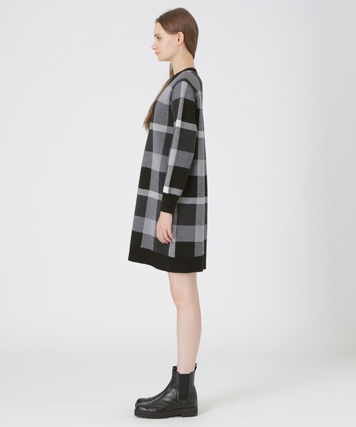 BLUE LABEL CRESTBRIDGE(ブルーレーベルクレストブリッジ)の「クレストブリッジチェックウーリージャカードドレス(ワンピース・レディース・レッド/イエロー系その他3/ブラック・38)」の9枚目の写真