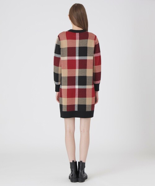クレストブリッジチェックウーリージャカードドレス（ワンピース