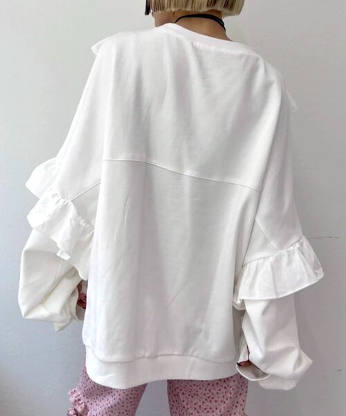 w closet（ダブルクローゼット）の「フリルBIGスウェット（Tシャツ/カットソー・レディース・グレー/イエロー/ブラック/アイボリー/ブルー・FREE）」の17枚目の写真