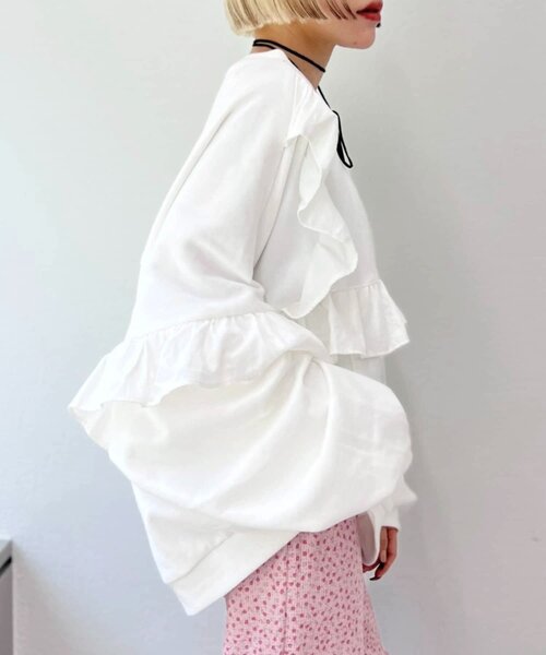 w closet（ダブルクローゼット）の「フリルBIGスウェット（Tシャツ/カットソー・レディース・グレー/イエロー/ブラック/アイボリー/ブルー・FREE）」の18枚目の写真