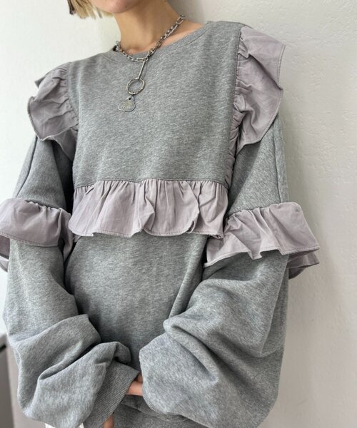 セール】フリルBIGスウェット（Tシャツ/カットソー）｜w closet