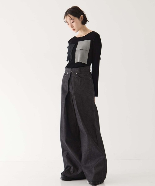 STUDIOUS（ステュディオス）の「【JOHN LAWRENCE SULLIVAN/ジョンローレンスサリバン】RIGID DENIM WIDE PANTS (SHORT LENGTH)リジッドワイドデニムパンツ（デニムパンツ・レディース・ブラック/ブラック系その他・XS/S/M）」の12枚目の写真