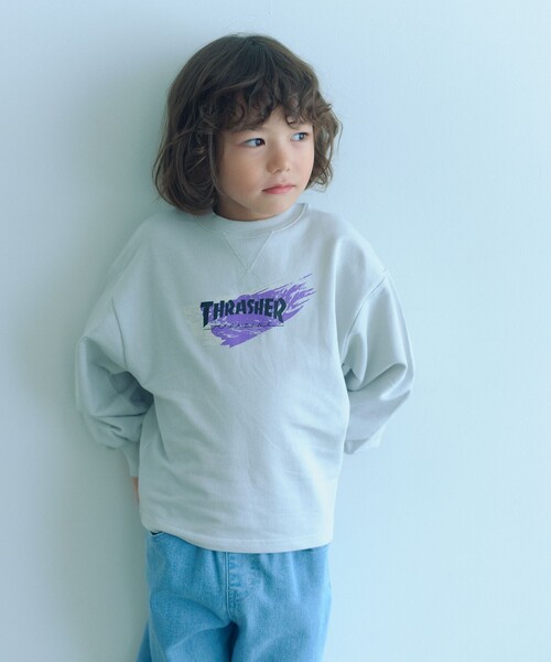MEER./PeAR プリントロゴ スウェット 別注】＜THRASHER＞プリントスウェット / トレーナー / キッズ 100cm
