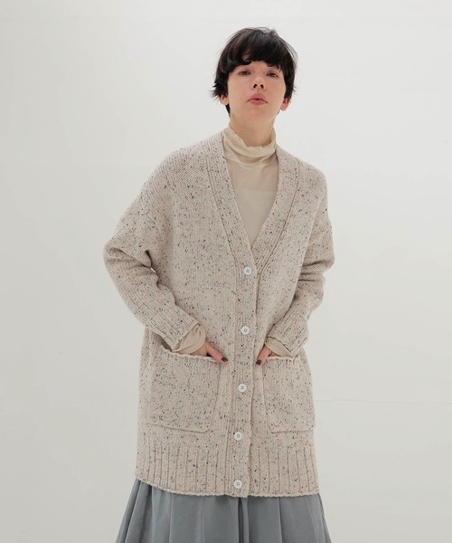 DRESSLAVE(ドレスレイブ)の「color grain Vneck cardigan(カラーグレインVネックカーディガン)(カーディガン/ボレロ・レディース・ホワイト/グレー・38)」の1枚目の写真