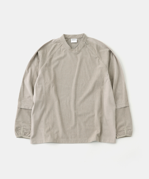 NOMANUAL（NOMANUAL）の「NOMANUAL/ノーマニュアル HEAVY WAFFLE LONG SLEEVE TEE（Tシャツ/カットソー・メンズ・グレー/チャコールグレー・LARGE/MEDIUM）」の2枚目の写真