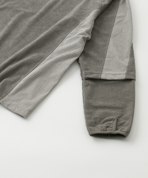 NOMANUAL（NOMANUAL）の「NOMANUAL/ノーマニュアル HEAVY WAFFLE LONG SLEEVE TEE（Tシャツ/カットソー・メンズ・グレー/チャコールグレー・LARGE/MEDIUM）」の5枚目の写真