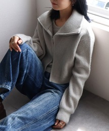 sin.ca（シンカ）の「ダブルジップハイネックニットカーディガン＆タンクトップセット（アンサンブル）」