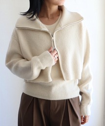 sin.ca（シンカ）の「ダブルジップハイネックニットカーディガン＆タンクトップセット（アンサンブル）」