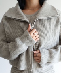 sin.ca（シンカ）の「ダブルジップハイネックニットカーディガン＆タンクトップセット（アンサンブル）」