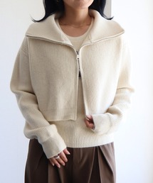 sin.ca（シンカ）の「ダブルジップハイネックニットカーディガン＆タンクトップセット（アンサンブル）」