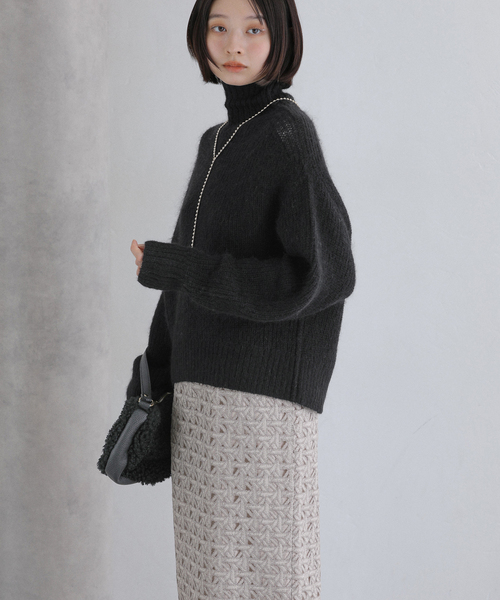 La TOTALITE（ラトータリテ）の「モヘア混タートルプルオーバー（ニット/セーター・レディース・ブラック/ピンク/レッド・FREE）」の9枚目の写真