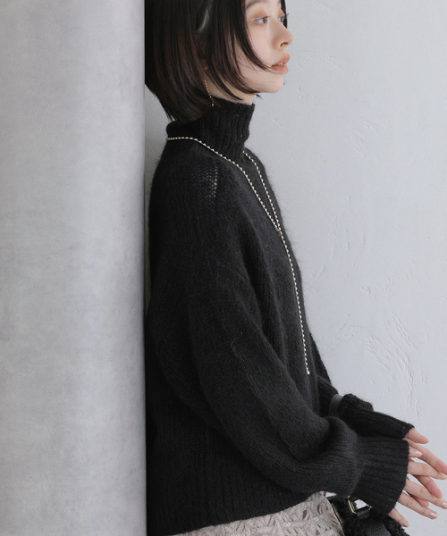 La TOTALITE（ラトータリテ）の「モヘア混タートルプルオーバー（ニット/セーター・レディース・ブラック/ピンク/レッド・FREE）」の11枚目の写真