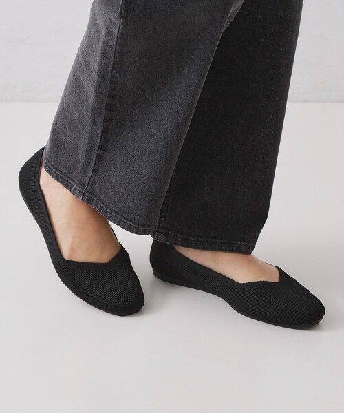 OPAQUE.CLIP（オペークドットクリップ）の「【抗菌防臭／軽量／洗濯機OK】スクエアトゥニットパンプス（その他シューズ・レディース・ブラック・03/02/01）」の2枚目の写真