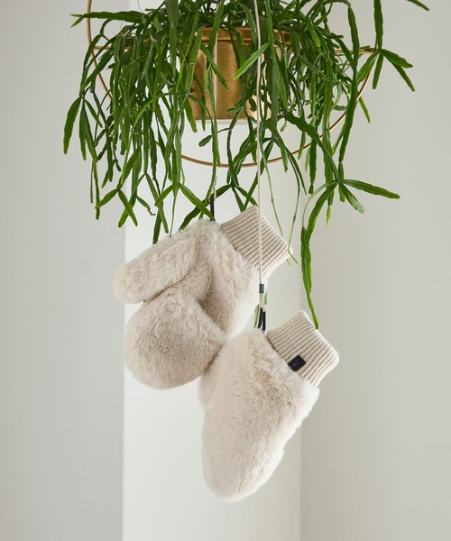 セール】オリジナルフェイクファーボアストラップ付きミトン（手袋