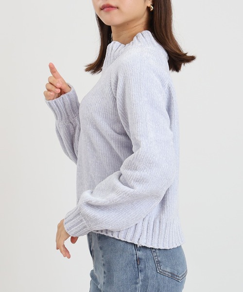 ASTORIA ODIER(アストリアオディール)の「ベロアモールボートニット(ニット/セーター・レディース・ホワイト/ブラック/サックスブルー/ピンクベージュ・MEDIUM)」の18枚目の写真