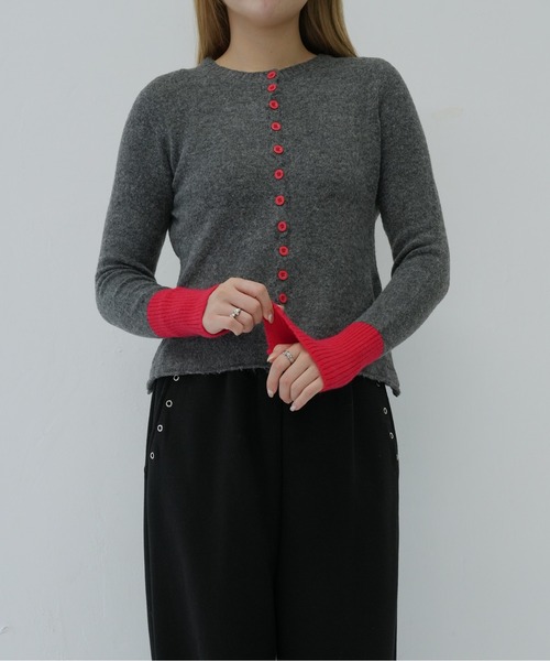 セール】バイカラー ニット カーディガン（カーディガン/ボレロ