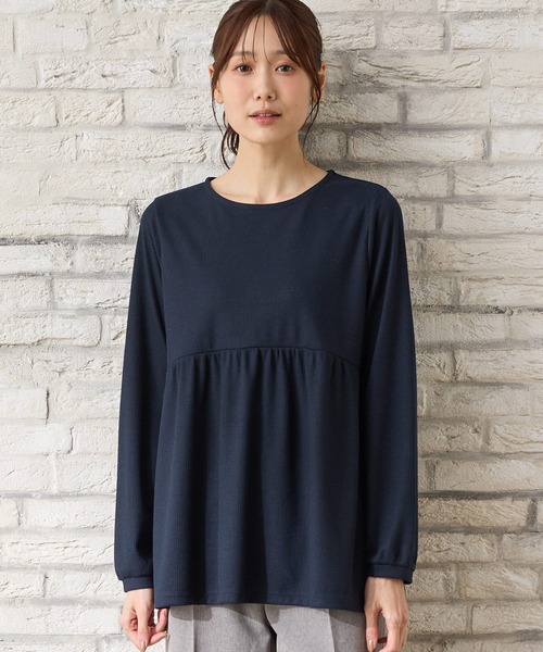 Honeys(ハニーズ)の「切替ギャザートップス(Tシャツ/カットソー・レディース・ネイビー/グリーン/レッド系/杢グレー・L/LL/M)」の3枚目の写真