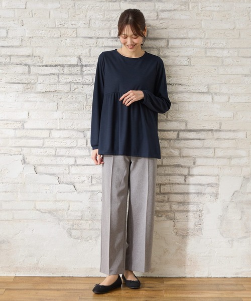Honeys(ハニーズ)の「切替ギャザートップス(Tシャツ/カットソー・レディース・ネイビー/グリーン/レッド系/杢グレー・L/LL/M)」の6枚目の写真