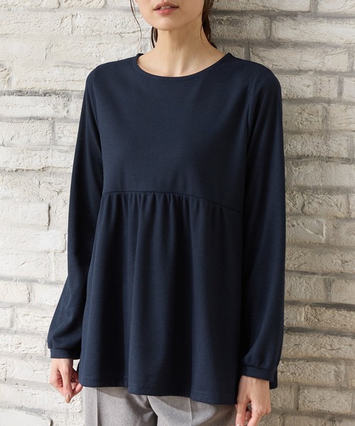 Honeys(ハニーズ)の「切替ギャザートップス(Tシャツ/カットソー・レディース・ネイビー/グリーン/レッド系/杢グレー・L/LL/M)」の8枚目の写真