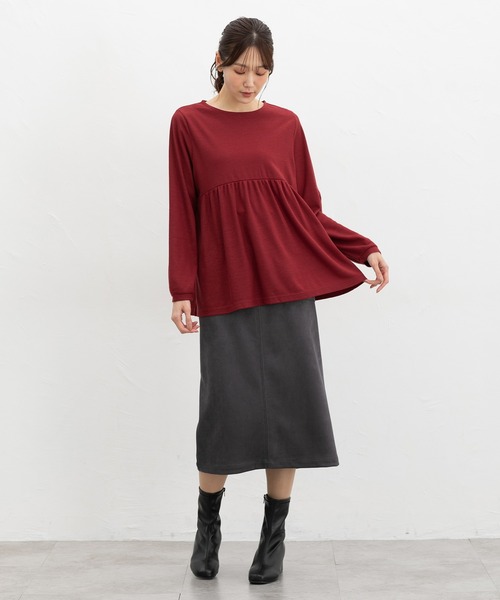 Honeys(ハニーズ)の「切替ギャザートップス(Tシャツ/カットソー・レディース・ネイビー/グリーン/レッド系/杢グレー・L/LL/M)」の11枚目の写真