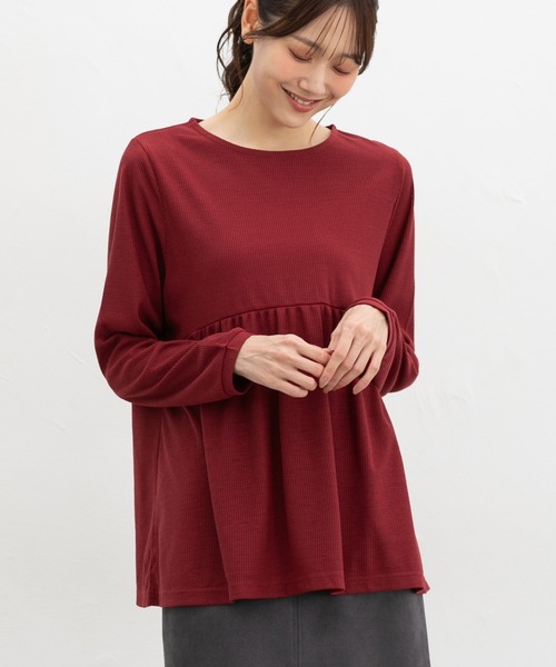 Honeys(ハニーズ)の「切替ギャザートップス(Tシャツ/カットソー・レディース・ネイビー/グリーン/レッド系/杢グレー・L/LL/M)」の12枚目の写真