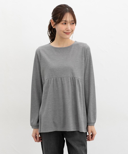 Honeys(ハニーズ)の「切替ギャザートップス(Tシャツ/カットソー・レディース・ネイビー/グリーン/レッド系/杢グレー・L/LL/M)」の17枚目の写真