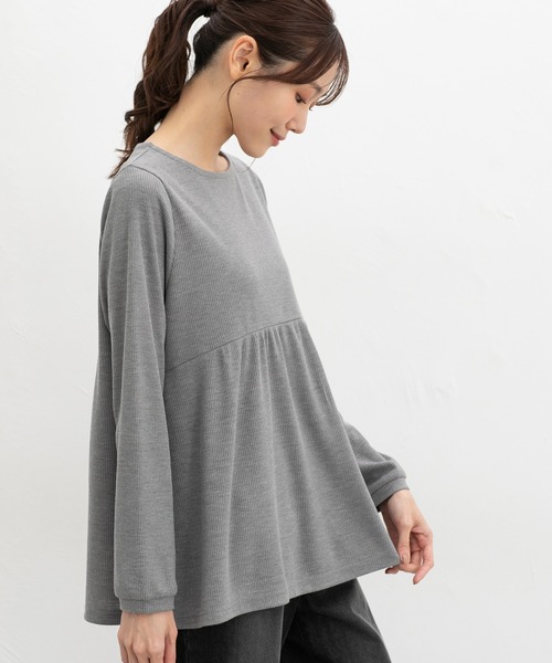 Honeys(ハニーズ)の「切替ギャザートップス(Tシャツ/カットソー・レディース・ネイビー/グリーン/レッド系/杢グレー・L/LL/M)」の18枚目の写真