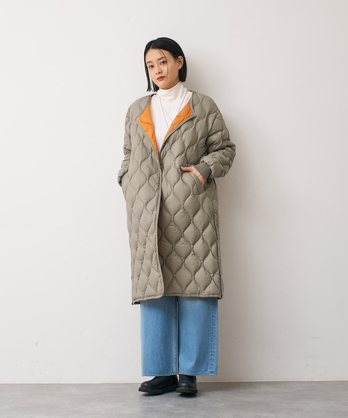 TAION(タイオン)の「【TAION】 オーバーサイズ ダウン ロングジャケット(ダウンジャケット/コート・レディース・ブラック/モスグリーン・S)」の4枚目の写真