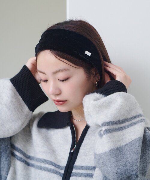 Kastane（カスタネ）の「【fiw.】ベロアヘアバンド（ヘアバンド・レディース・ブラウン/ブラック・FREE）」の3枚目の写真