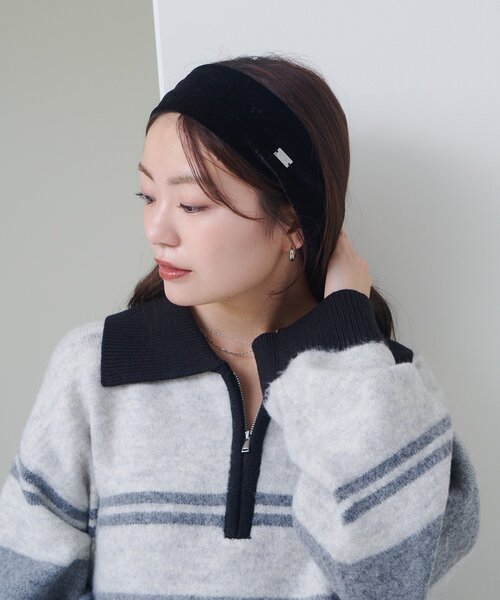 Kastane（カスタネ）の「【fiw.】ベロアヘアバンド（ヘアバンド・レディース・ブラウン/ブラック・FREE）」の4枚目の写真