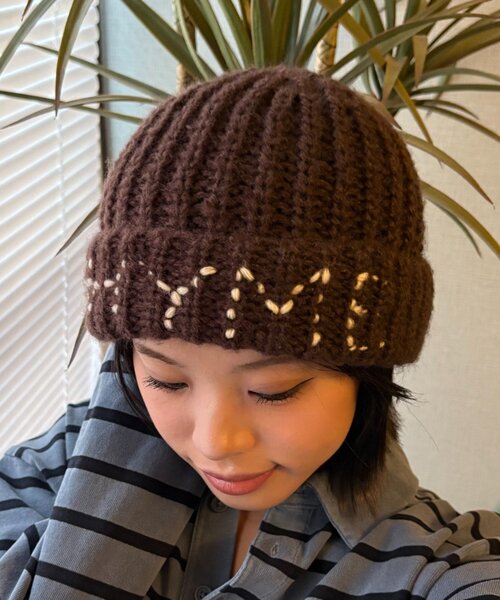 CIAOPANIC TYPY（チャオパニックティピー）の「【UNISEX】刺繍ロゴニットキャップ（ニットキャップ/ビーニー・レディース・グレー/ブルー/ホワイト/ブラウン・ONE SIZE）」の4枚目の写真