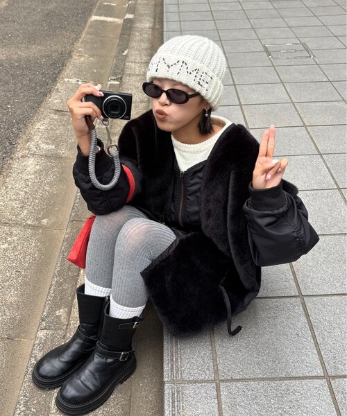 CIAOPANIC TYPY（チャオパニックティピー）の「【UNISEX】刺繍ロゴニットキャップ（ニットキャップ/ビーニー・レディース・グレー/ブルー/ホワイト/ブラウン・ONE SIZE）」の13枚目の写真