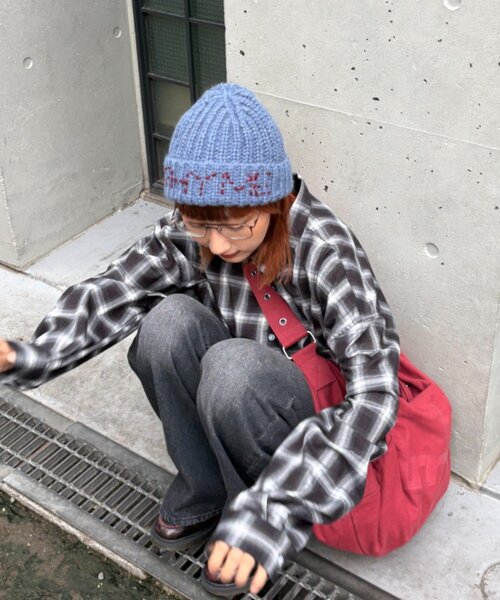 CIAOPANIC TYPY（チャオパニックティピー）の「【UNISEX】刺繍ロゴニットキャップ（ニットキャップ/ビーニー・レディース・グレー/ブルー/ホワイト/ブラウン・ONE SIZE）」の22枚目の写真