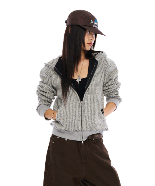 AAKAM（アーカム）の「Bokashi Knit Zip-Up Hoodie (Gray)（パーカー・レディース・その他・1/2）」の3枚目の写真