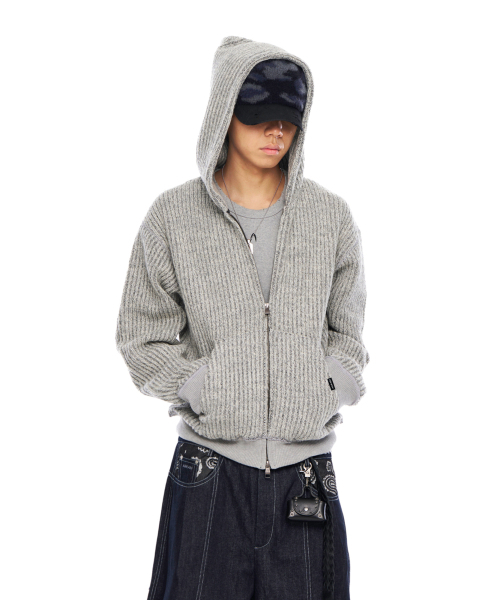 AAKAM（アーカム）の「Bokashi Knit Zip-Up Hoodie (Gray)（パーカー・レディース・その他・1/2）」の2枚目の写真