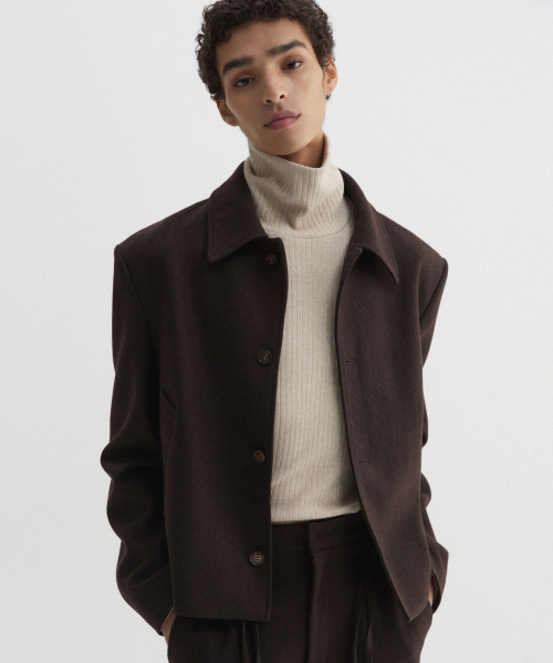 DNSR(ディーエヌエスアール)の「ウールクロップブルゾンブラウン(ブルゾン・メンズ・その他・LARGE/X-LARGE/MEDIUM)」の1枚目の写真