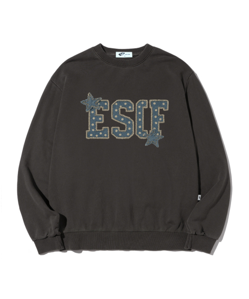 ESCAPEFROM（エスケープフロム）の「スターデニムパッチプリントピグメントスウェットチャコール（スウェット・レディース・その他・MEDIUM/LARGE）」の2枚目の写真