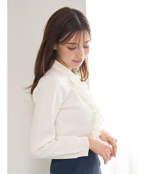 SNIDEL（スナイデル）の「フリルニットカーディガン（カーディガン/ボレロ・レディース・ネイビー/アイボリー/ブラック・F）」の7枚目の写真