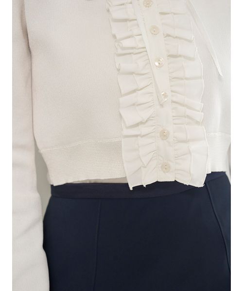 SNIDEL（スナイデル）の「フリルニットカーディガン（カーディガン/ボレロ・レディース・ネイビー/アイボリー/ブラック・F）」の10枚目の写真