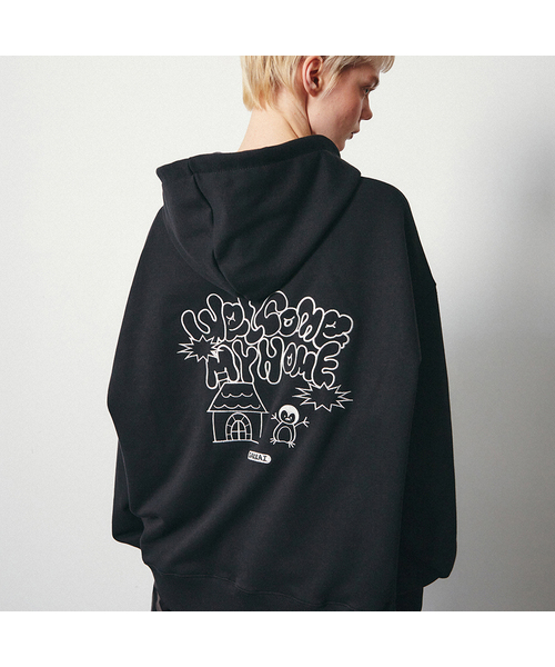 GAKKAI UNIONS(ガッカイユニオンズ)の「ウェルカムホーム刺繍フードジップアップブラック(パーカー・レディース・その他・MEDIUM/LARGE/SMALL)」の1枚目の写真