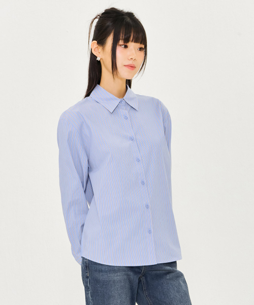 CHASECULT(チェイスカルト)の「レディースストライプシャツ-スカイブルー(シャツ/ブラウス・レディース・ブルー・90/85)」の3枚目の写真