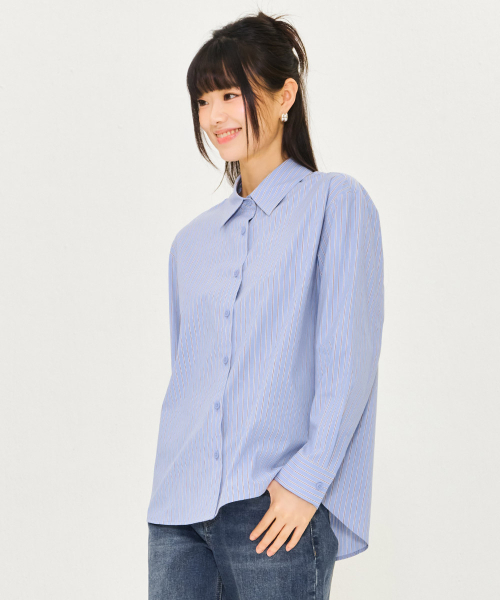 CHASECULT(チェイスカルト)の「レディースストライプシャツ-スカイブルー(シャツ/ブラウス・レディース・ブルー・90/85)」の4枚目の写真