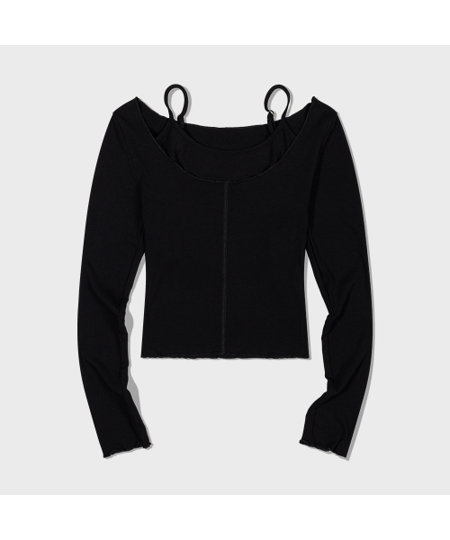 MOAA(モア)の「Layered Squar Neck Top (BLACK)) inner set(Tシャツ/カットソー・レディース・その他・SMALL/MEDIUM)」の3枚目の写真
