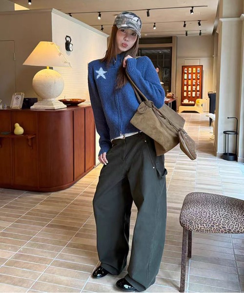 AsheKsha(アシクシャ)の「【新作】アメリカンレトロ風ニットカーディガン(カーディガン/ボレロ・レディース・ネイビー/グレー・M)」の8枚目の写真