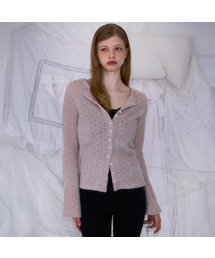 Hairy Slim Fur Cardigan [Light Beige]