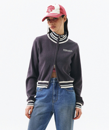 PRDA COLORING FULL ZIP-UP KNIT CREAM CHARCOAL