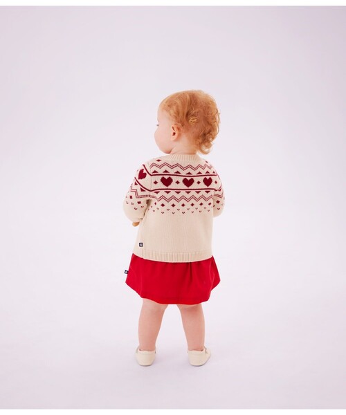 PETIT BATEAU（プチバトー）の「カーディガン（カーディガン/ボレロ・キッズ・ホワイト×レッド・12MONTH/18MONTH/24MONTH/36MONTH）」の3枚目の写真