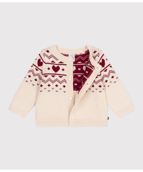 PETIT BATEAU（プチバトー）の「カーディガン（カーディガン/ボレロ・キッズ・ホワイト×レッド・12MONTH/18MONTH/24MONTH/36MONTH）」の7枚目の写真