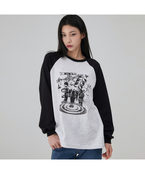 ACOVER（オコボ）の「ドリーミングレグランオーバーサイズロングスリーブ5カラー（Tシャツ/カットソー・レディース・ライトグレー/ブラック/グレー/オートミール/チャコール・FREE）」の3枚目の写真