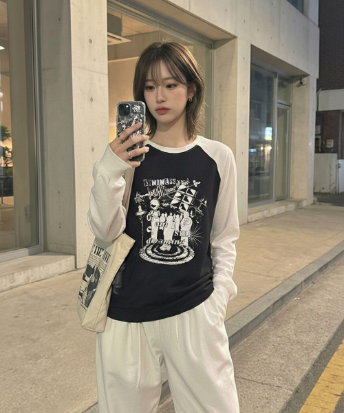 ACOVER（オコボ）の「ドリーミングレグランオーバーサイズロングスリーブ5カラー（Tシャツ/カットソー・レディース・ライトグレー/ブラック/グレー/オートミール/チャコール・FREE）」の9枚目の写真